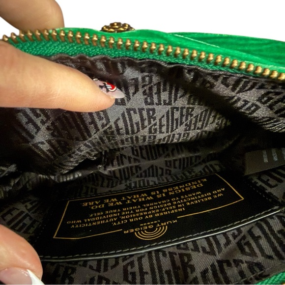 Kurt Geiger London Green Velvet Kew Pouch Crossbody Bag - Picture 5 of 10